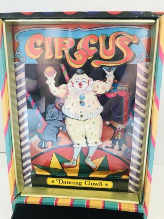 Vtg Circus Dancing Clown Wind Up Music Trinket Box W/drawer Koji Murai Japan