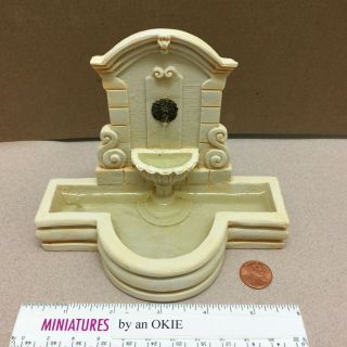 Cast Resin Wall Fountain Pond For Fairy Garden Or Miniature Dollhouse Scale 1:12