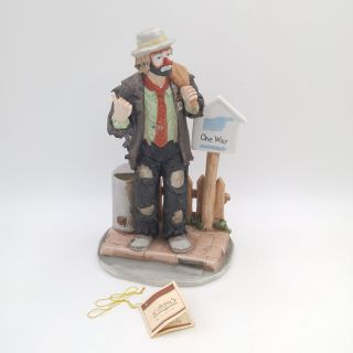 One Way Figure Emmett Kelly Jr.  Collectible Ceramic Hobo Clown Hitch Hiker