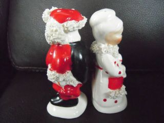 Vintage Santa & Mrs Claus Salt and Pepper Shaker Christmas - Napco Foil Label 4