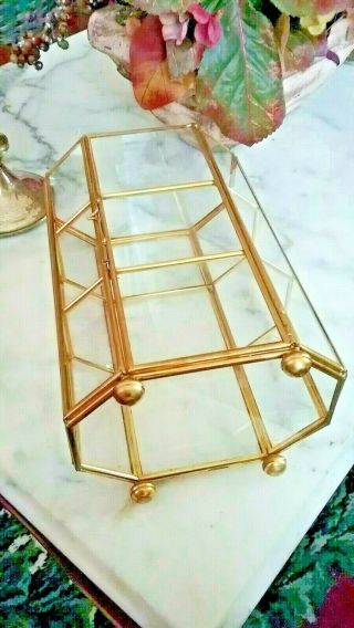 Vintage Brass and Glass Octagon Shaped Counter Display Case 3