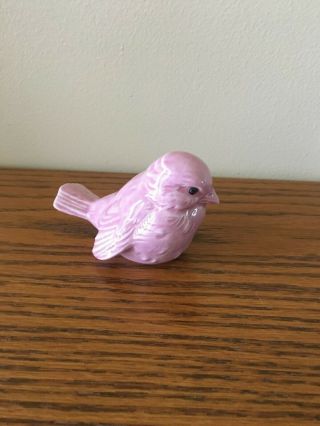 Vintage GOEBEL Germany Pink Porcelain Bird Figurine Marked CV74 Sparrow 3