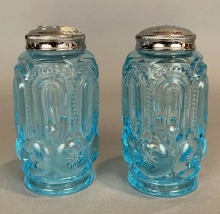 Lg Wright Moon And Star Electric Blue Glass Salt And Pepper Shakers