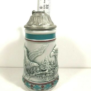 Vintage Avon The Bald Eagle Beer Stein With Pewter Lid 3d Souvenir Mug 8.  5 " Tall