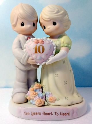 Precious Moments 10th Anniversary Couple Ten Years Heart To Heart 163805