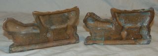 Antique Horse Drawn Covered Wagon Iron Metal Bookends Estate Fresh 3