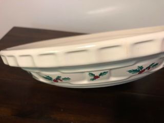 Longaberger Pottery Pie Plate Woven Traditions Holly Berries Dish Grandma Bonnie