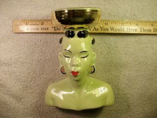 Vintage Gold Gilt Nubian African Head Vase 5 - 1/2 Inches Tall