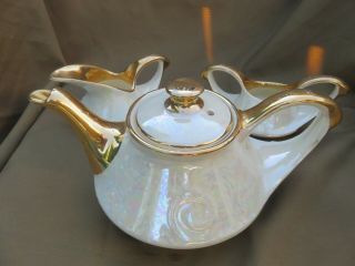 Pearl China Co.  24 K Gold Trim Teapot,  Creamer And Sugar Bowl Set