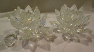 Swarovski Silver Crystal Water Lily Small Candle Holders