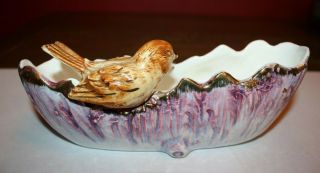 Vintage Ucagco Ceramics Japan Bowl/planter Vase Purple With Gold Trim