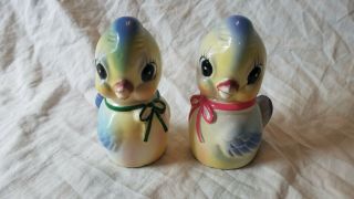 Vintage Cute Ceramic Commodore Japan Multi - Colored Birds Salt & Pepper Shakers