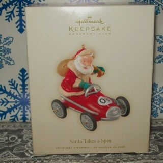 Hallmark Santa Takes A Spin 2008 Christmas Club Keepsake Ornaments Race Car