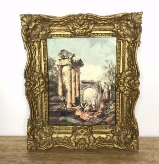 Vintage Burwood Ornate Gold Mini Small Picture Frame Antique Scene Home Decor