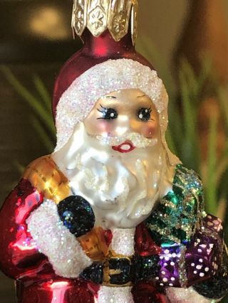 Vtg 1999 Christopher Radko Santa Joy Black Mittens Gem Christmas Ornament 3