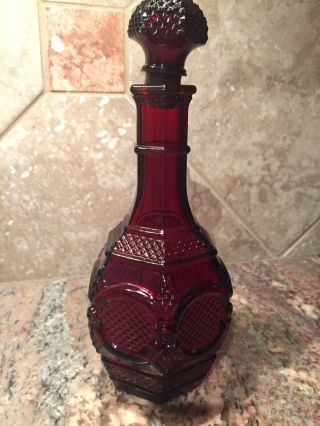 Vintage Avon 1876 Cape Cod Ruby Red Glass Wine Decanter