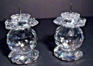 Pair Swarovski Crystal Candle Holders,  7600 NR 103,  Pin Style 2