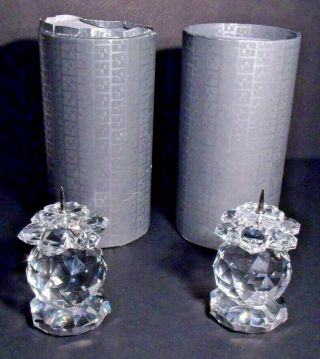 Pair Swarovski Crystal Candle Holders,  7600 NR 103,  Pin Style 3