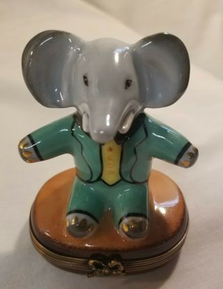 Vintage Limoges Peint A La Main Elephant Trinket Box