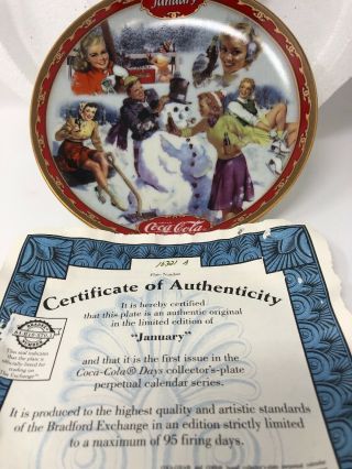 " January " Coca Cola Days Calendar Collectors Plate By The Bradford Exchange