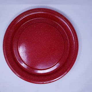 Vtg 16.  5 " Red Metal Tin Serving Tray Platter Dish