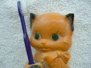 Vintage plaster chalkware Siamese Kitty Cat Toothbrush Holder bathroom plaque 4