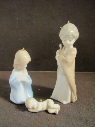 3 Lladro Miniature Nativity Figures/ Ornaments - Holy Family - Wbox