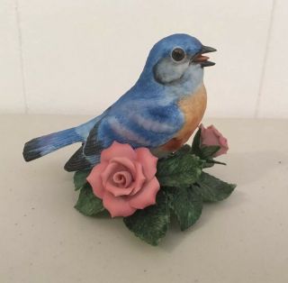 Lenox Eastern Bluebird Bird Porcelain Figurine Plant Flowers