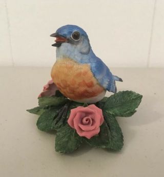 Lenox Eastern Bluebird Bird Porcelain Figurine Plant Flowers 2