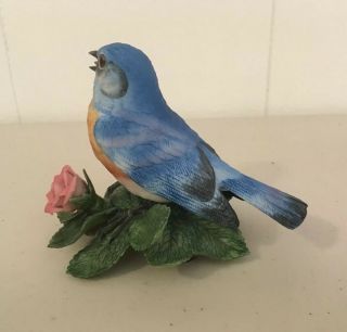 Lenox Eastern Bluebird Bird Porcelain Figurine Plant Flowers 3