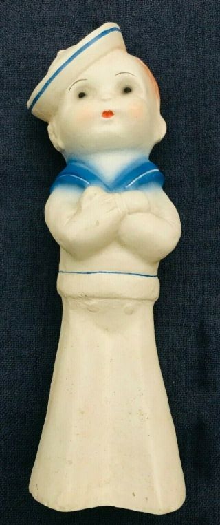 Navy Sailor Figurine Military War Collectible; Carnival Chalkware Wwii; 1940 