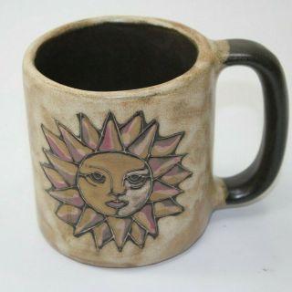 Mara Stoneware Mug Pottery Signed Glazed Coffee Cup Ceramic Sun Moon Mexican