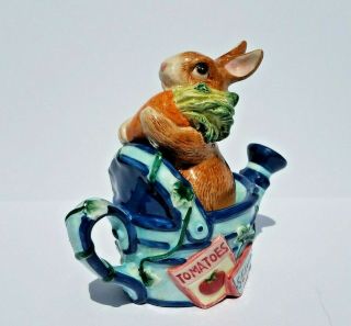 Fitz & Floyd English Garden Bunny Easter Watering Can Salt And Pepper Shaker Set