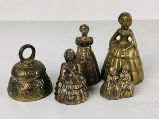 5 Antique Brass Dinner Bells Made In England