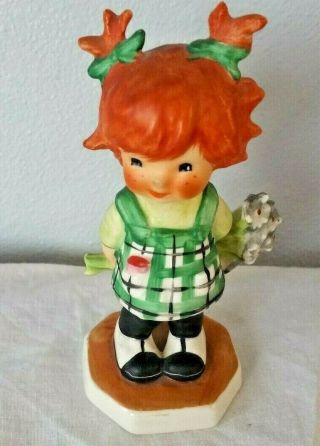 Vintage Goebel Figurine Charlot Byi 45 Dropping In 1963 Red Head Girl Daisies