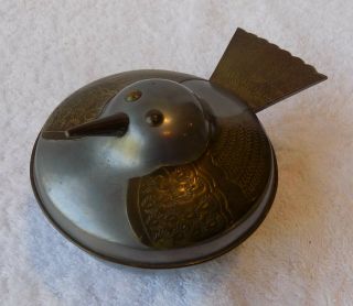 Vintage Pewter And Brass Bird Trinket Box Outstanding Design Great Size