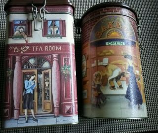 Vintage Bristol Ware Canister Tin Rise And Shine Bakery & Queen 