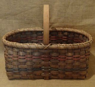 Large Hand Woven Basket Homemade By Me Blue Red Brown With Handle