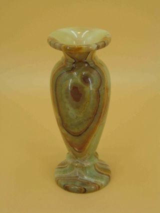Handcarved 8 " Onyx Vase Translucent Variegated Alabaster Stone Rock Agate Marble