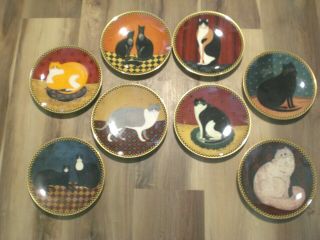 Cat Plates,  Set Of 8 Collectible,  Warren Kimble,  Primitive,  Folk Art,  Lenox