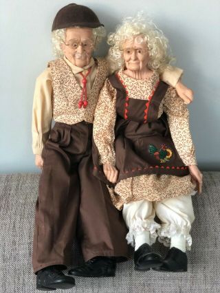 William L Wallace Old Grandma & Grandpa Couple 22 " Dolls By Syndee 