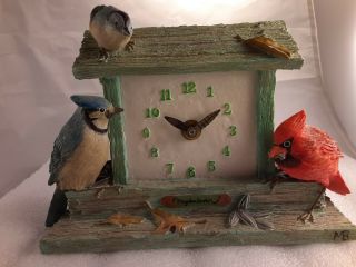 Bird Feeder Clock By Marjolein Bastin 6 " Resin Hallmark