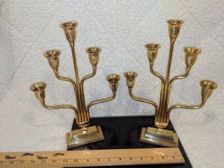 Vintage 5 Arm / Candle Candelabra 12 " Tall X 8 " Wide Solid Brass