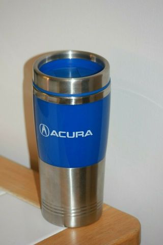 Acura Blue Stainless Coffee Mug Japanese Honda Car Made In Usa Euc