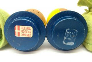 VINTAGE DANISH MID - CENTURY HELEN & MOGENS LYHOLMER WOODEN EGG CUPS W/ COZIES 4