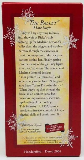 2004 The Ballet Hallmark Ornament I Love Lucy 4