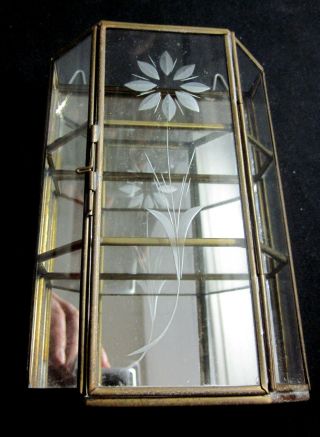 Vintage Dollhouse Miniature 1:12 Curio Glass Display Case Brass Framed 2 Shelves
