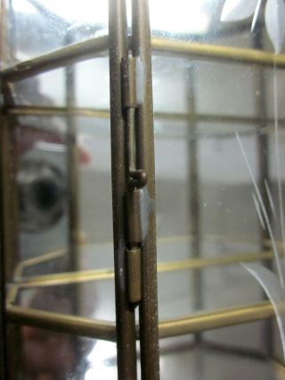 Vintage Dollhouse Miniature 1:12 Curio Glass Display Case Brass Framed 2 Shelves 5