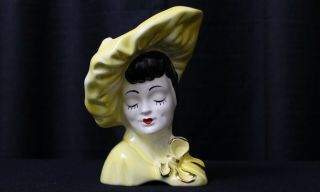 Large Lady Woman Head Yellow Vase Planter