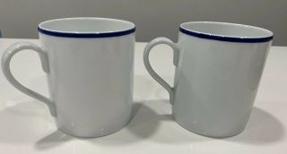 Apilco Blue Tradition Coffee Mug 2 White Porcelain France Williams Sonoma